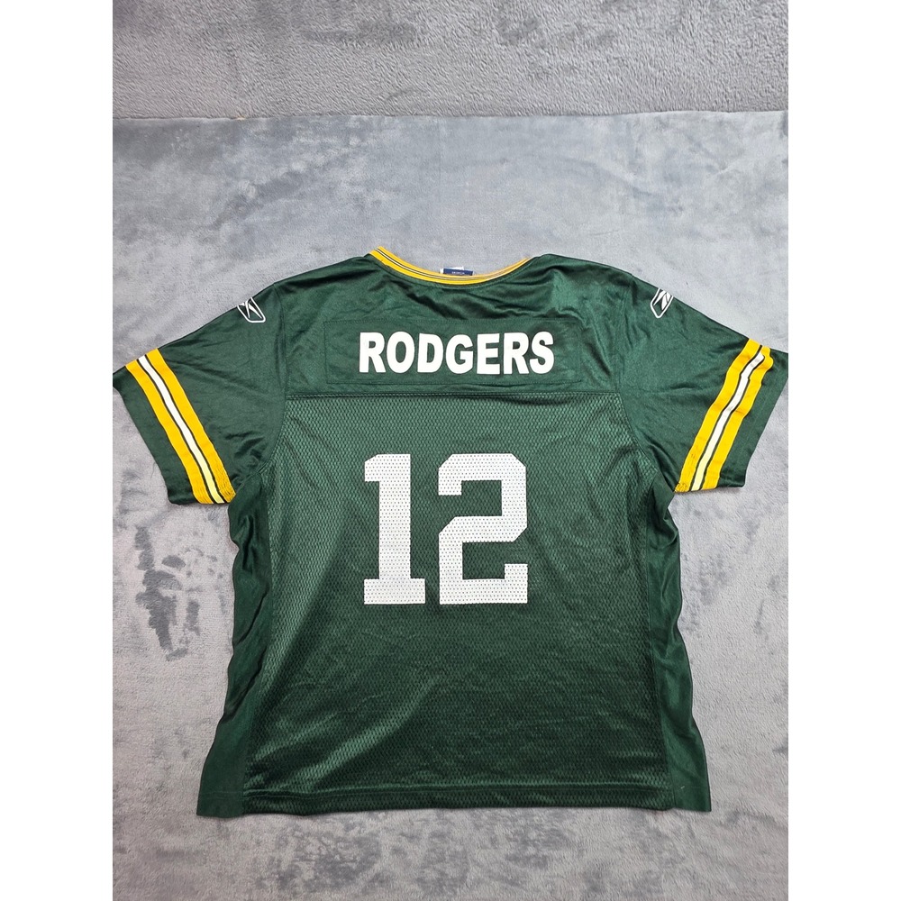 Reebok Aaron Rodgers #12 Green Bay Packers Jersey Womens XL Green NFL